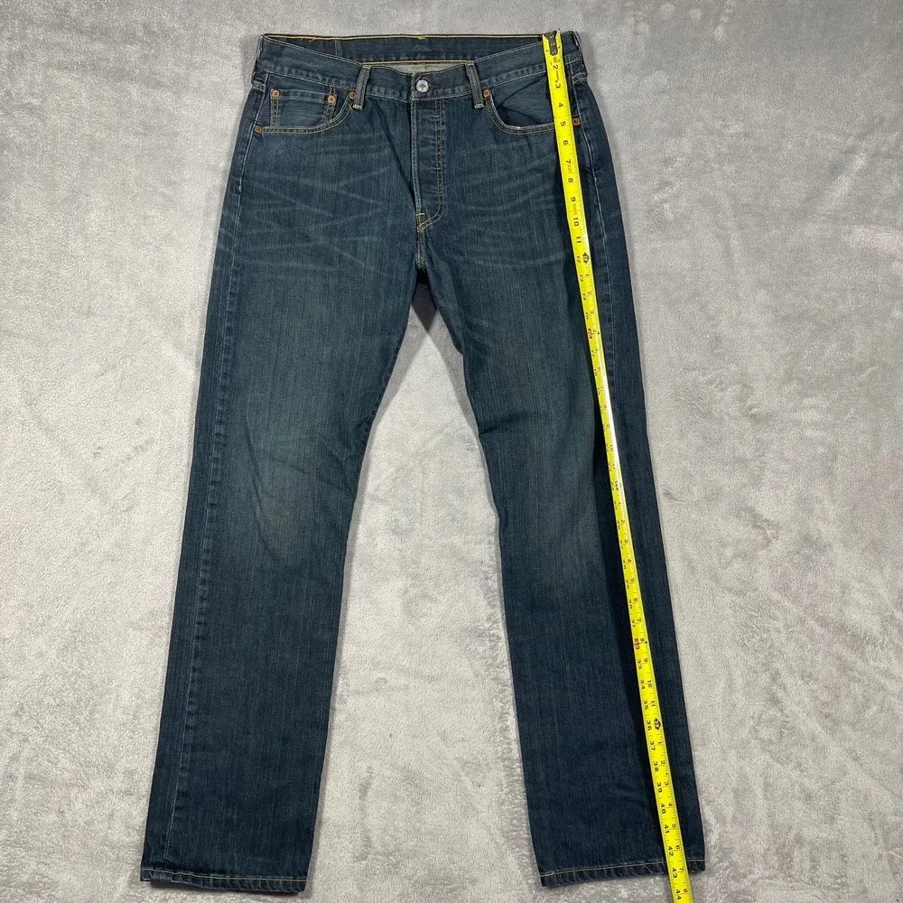 Levi's 501 Jeans Mens 34(33)x34(32) Dark Wash Straight Leg Button‎ Fly Denim